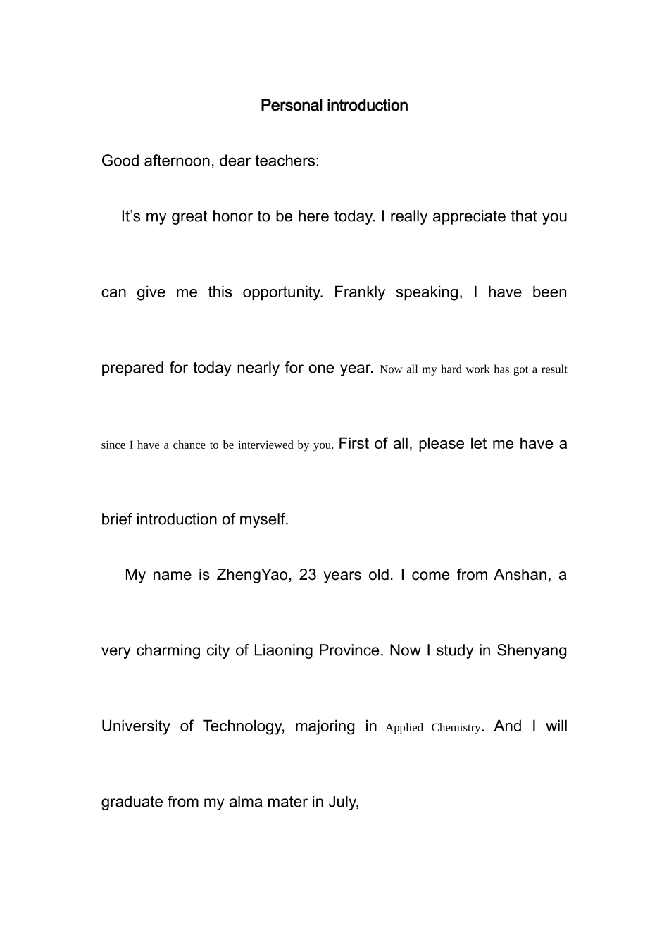 2025年研究生英语求职面试自我介绍_第1页