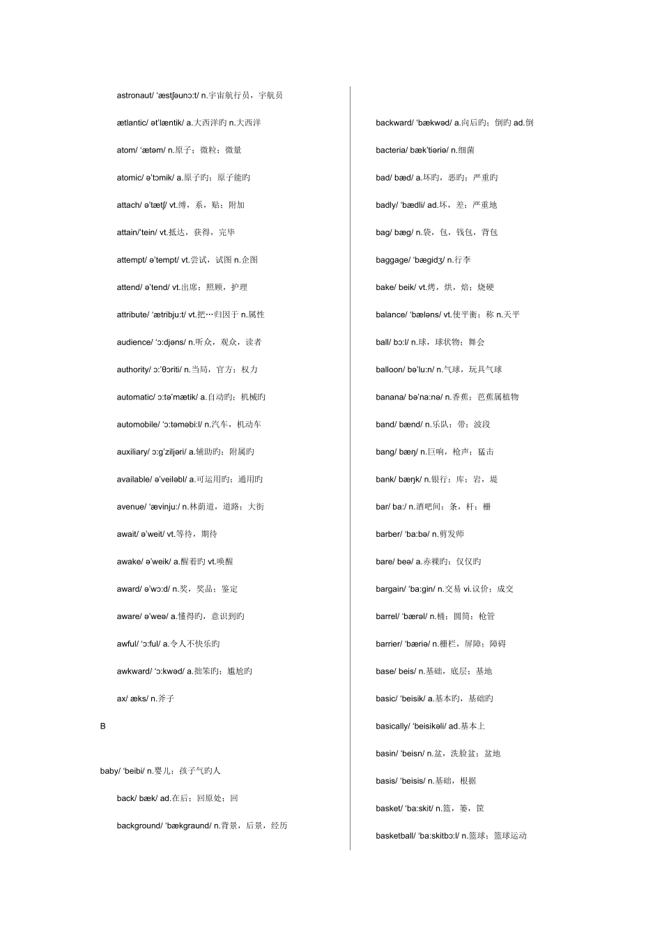 2025年英语六级词汇表带音标打印版_第3页