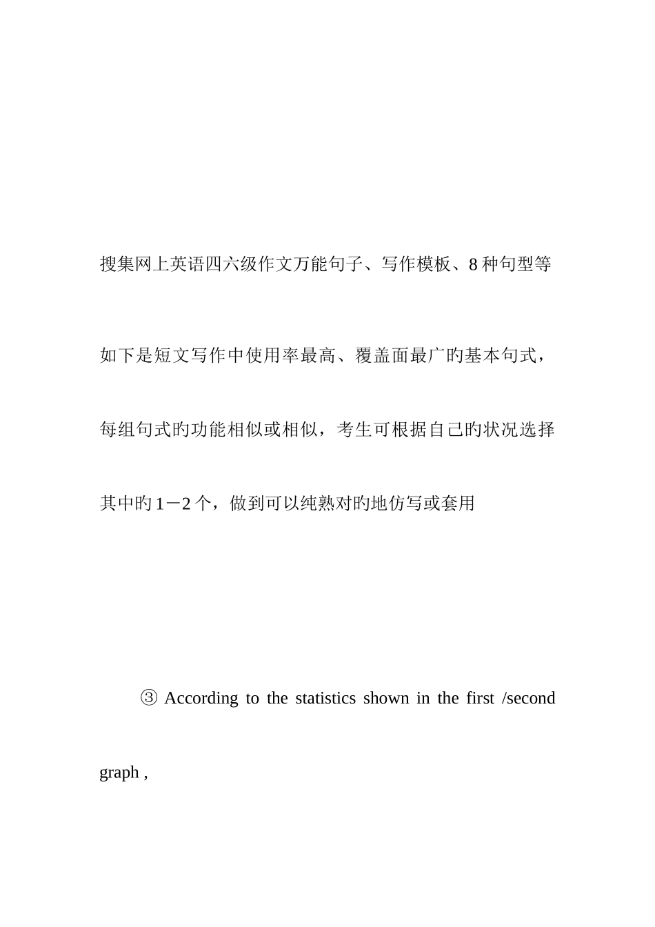 2025年英语四六级写作句子写作模板与写作句型_第1页