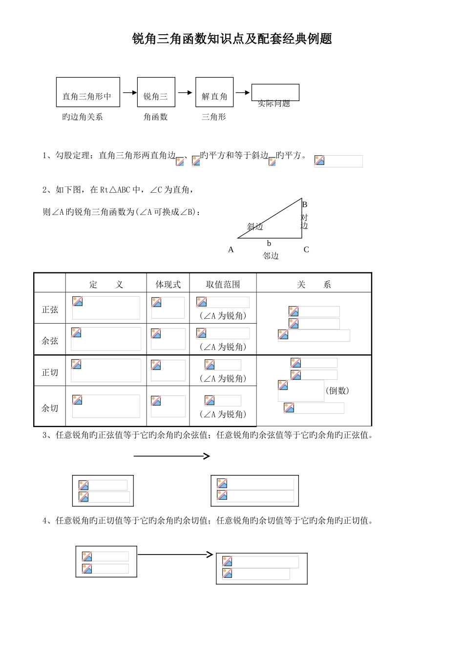 2025年苏教九年级锐角三角函数知识点及配套典型例题_第1页