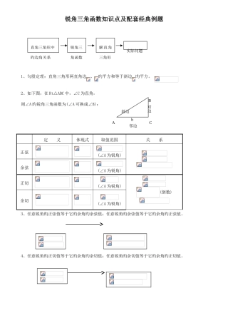 2025年苏教九年级锐角三角函数知识点及配套典型例题