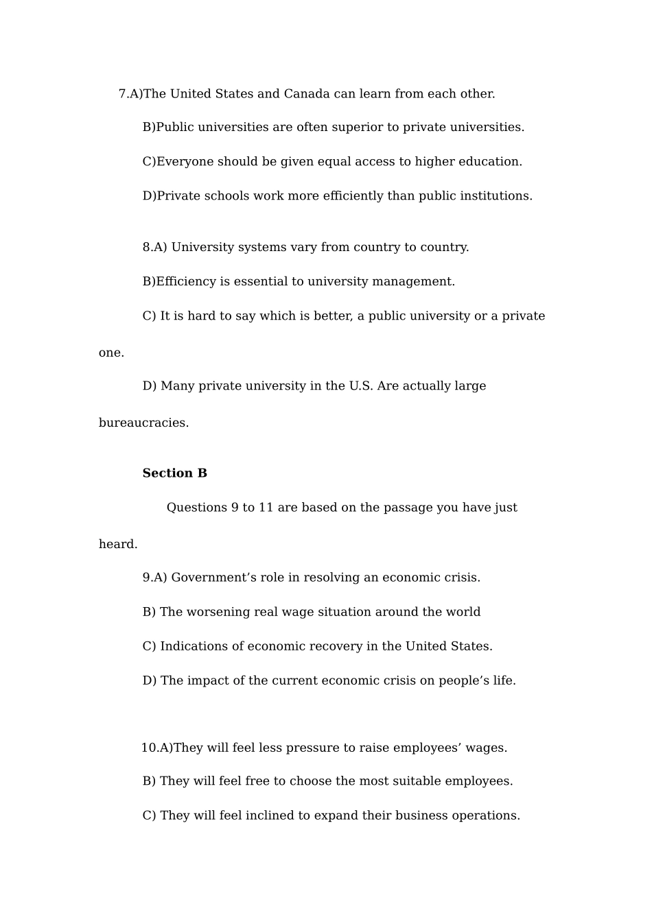 2025年英语六级真题含答案_第3页