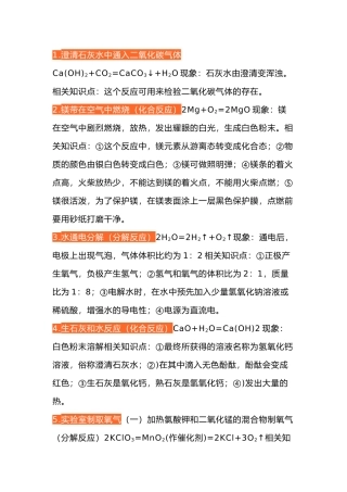 初中化学35个经典反应方程式