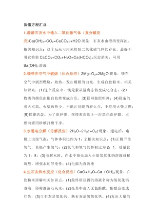 初中化学考试常考方程式