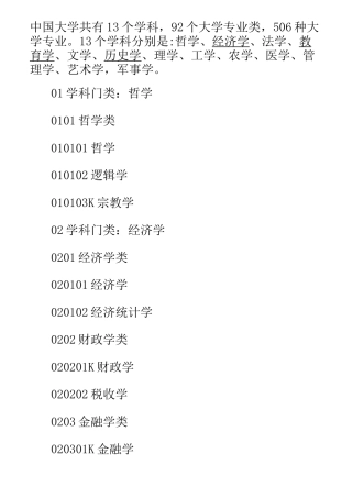 大学专业都有哪些