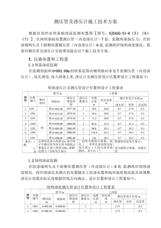 渗压计及测压管施工工艺方案