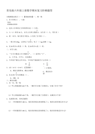 青岛版六年级上册数学期末复习题(阶梯题型)