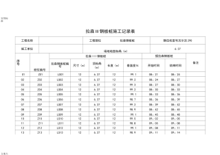 拉伸钢板桩施工记录簿表
