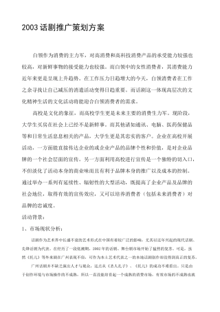 话剧策划方案