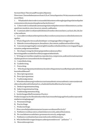 英语教学法试题 (含答案)