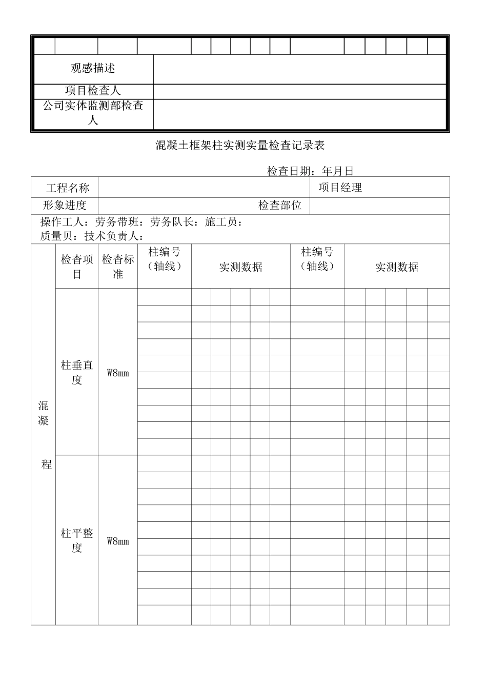 建筑施工单位实测实量表格_第3页