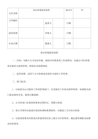来访参观接待流程 