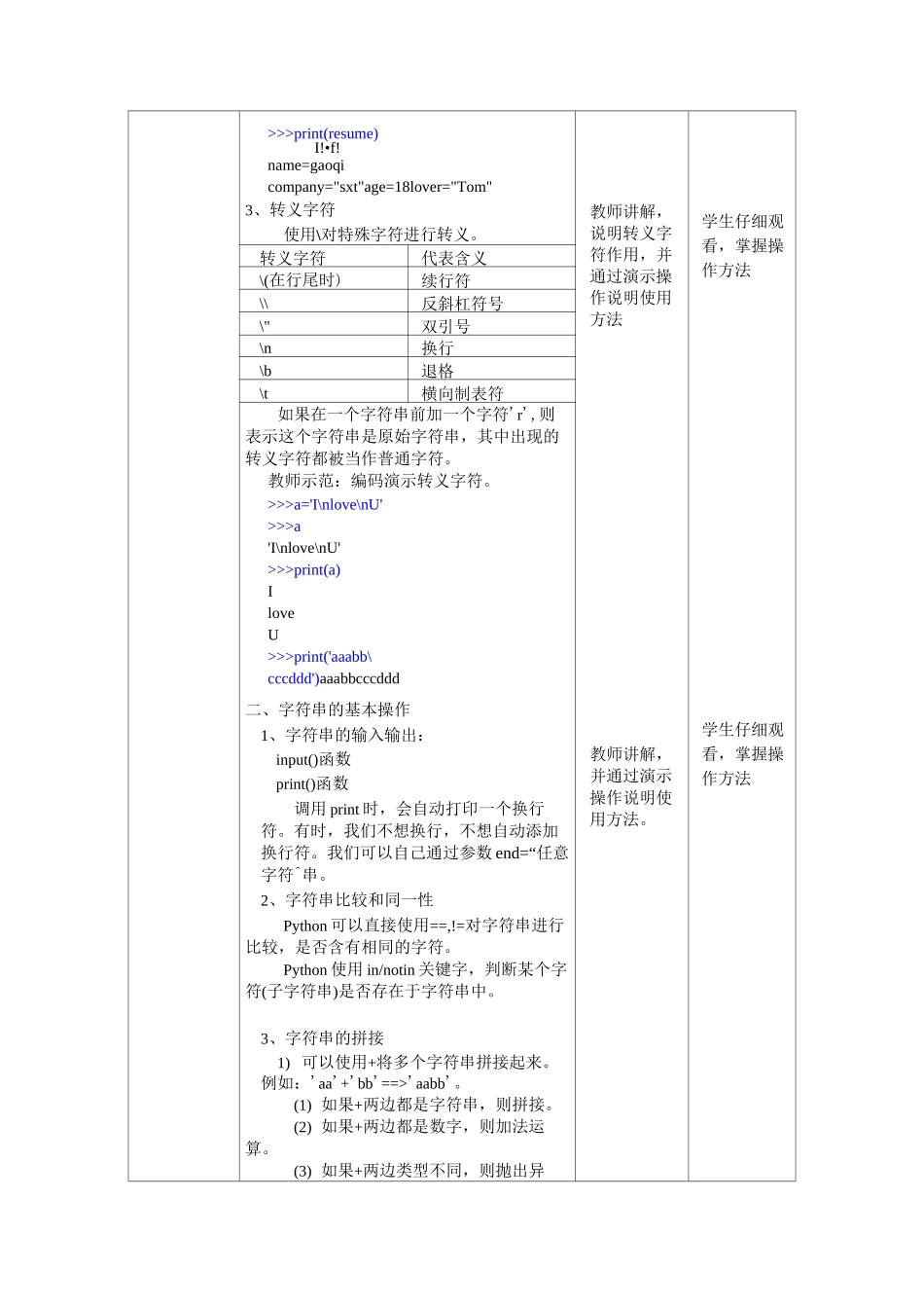 Python程序设计第四章-字符串、列表和元组-字符串.教案-学案_第2页