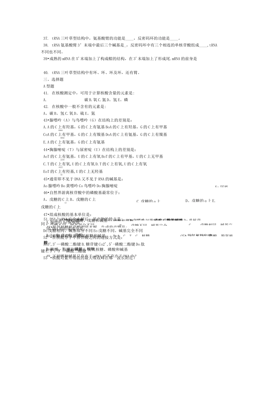 核酸的结构与功能试题及答案_第2页