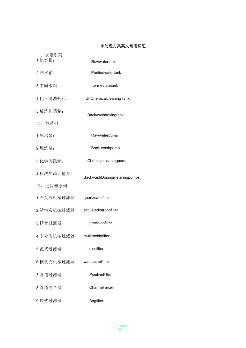 水处理方案常用英文词汇_第1页