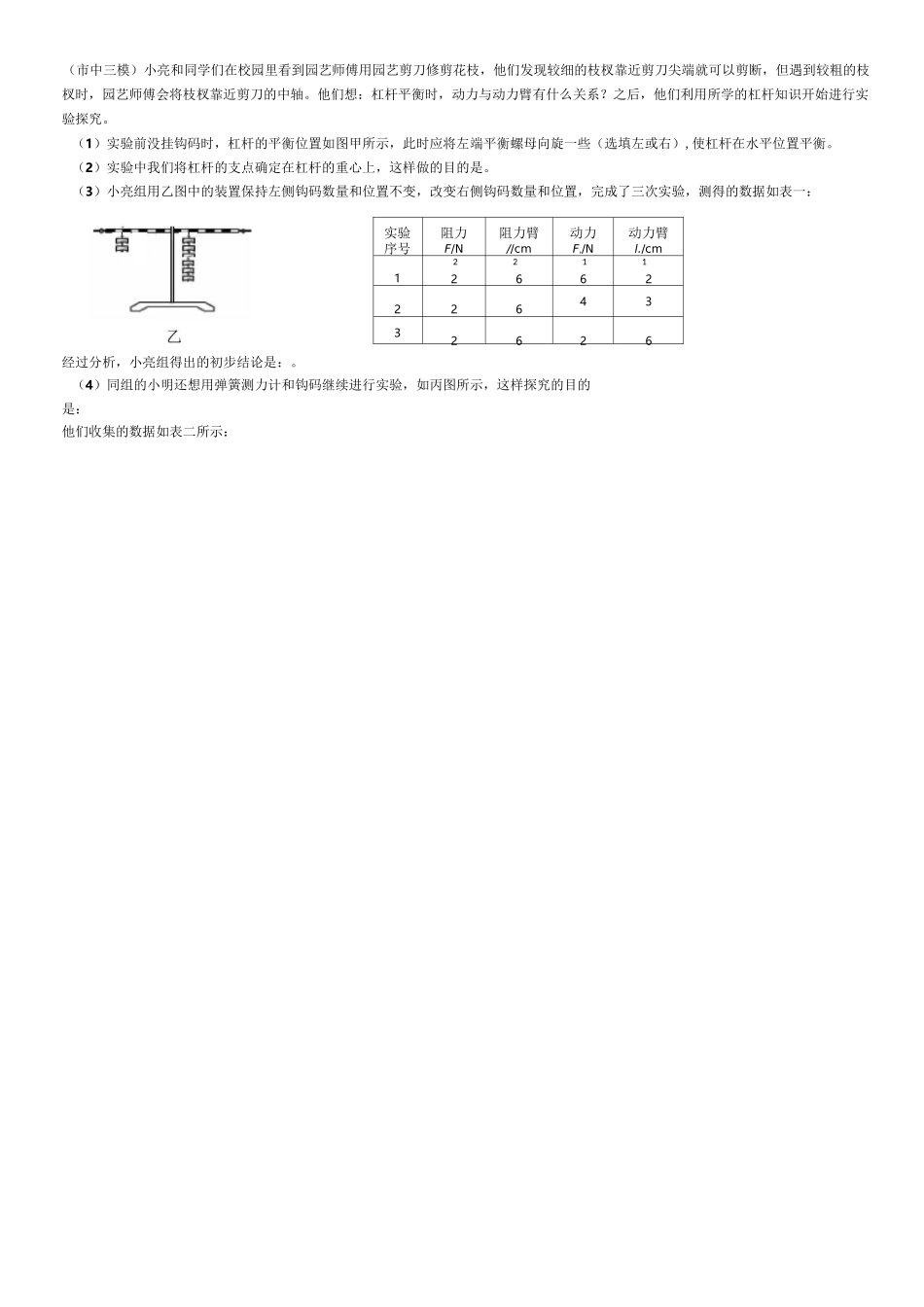杠杆实验汇总_第1页