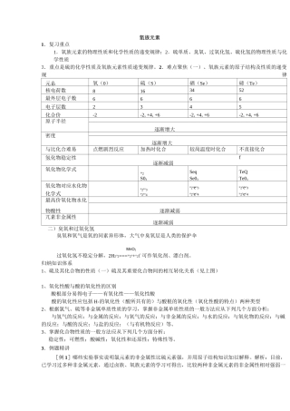 氧族元素归纳
