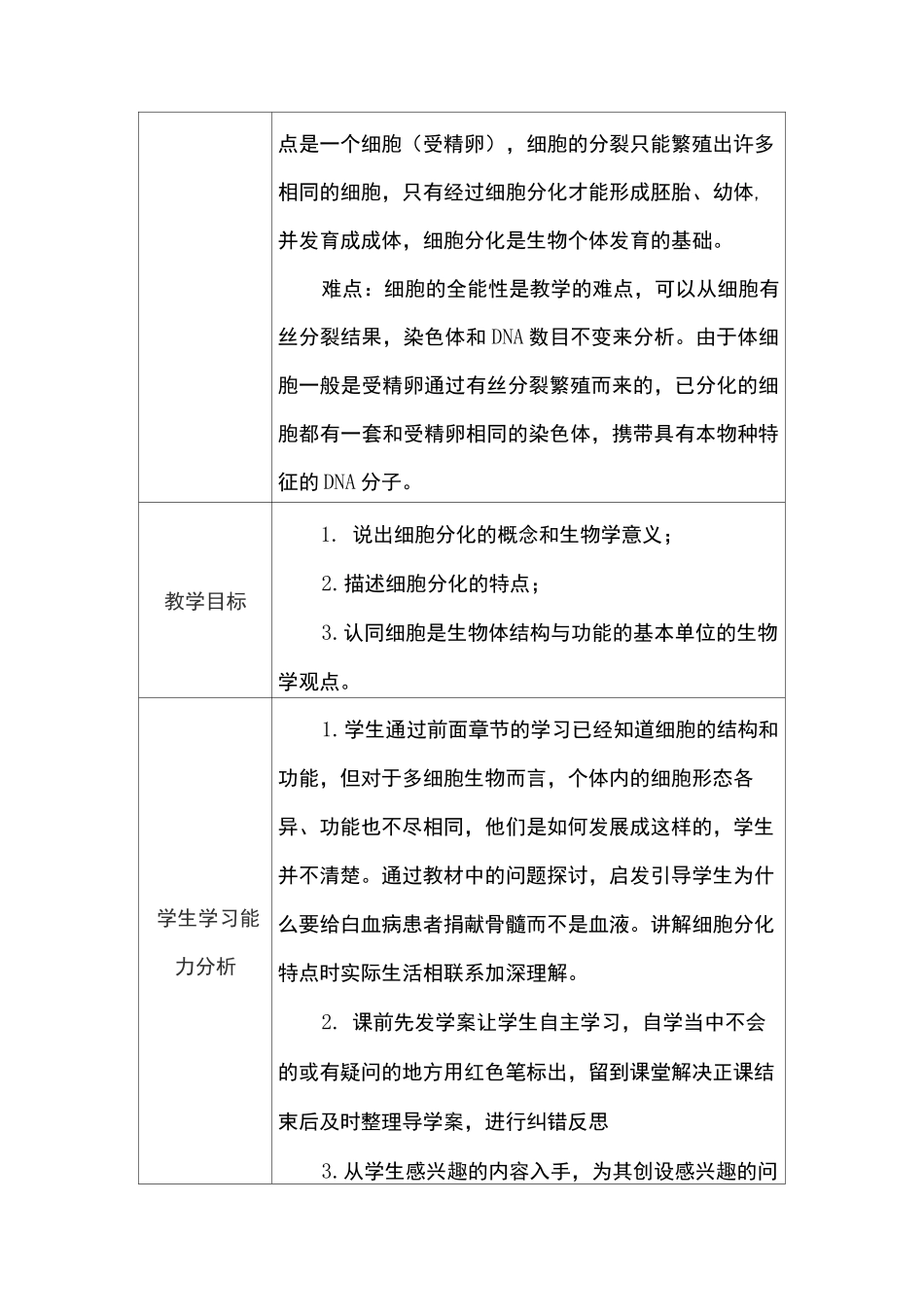 高中生物教学课例《细胞的分化》课程思政核心素养教学设计及总结反思_第2页