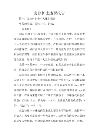 急诊护士述职报告