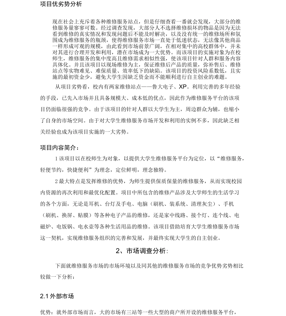 维修服务公司项目创业计划书_第2页