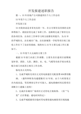 开发报建述职报告