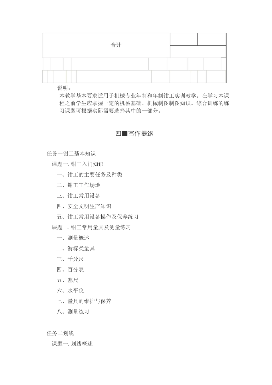 《钳工技能实训》教学大纲_第3页
