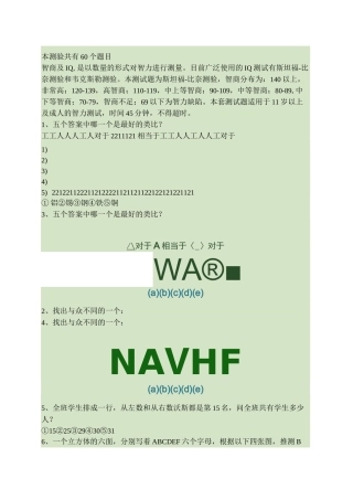 国际标准智商测试：斯坦福-比奈法