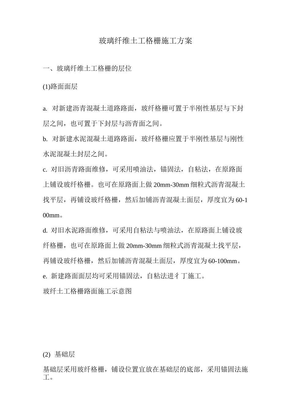 玻璃纤维土工格栅施工方案_第1页