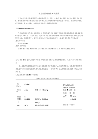 常用实验动物品种和品系