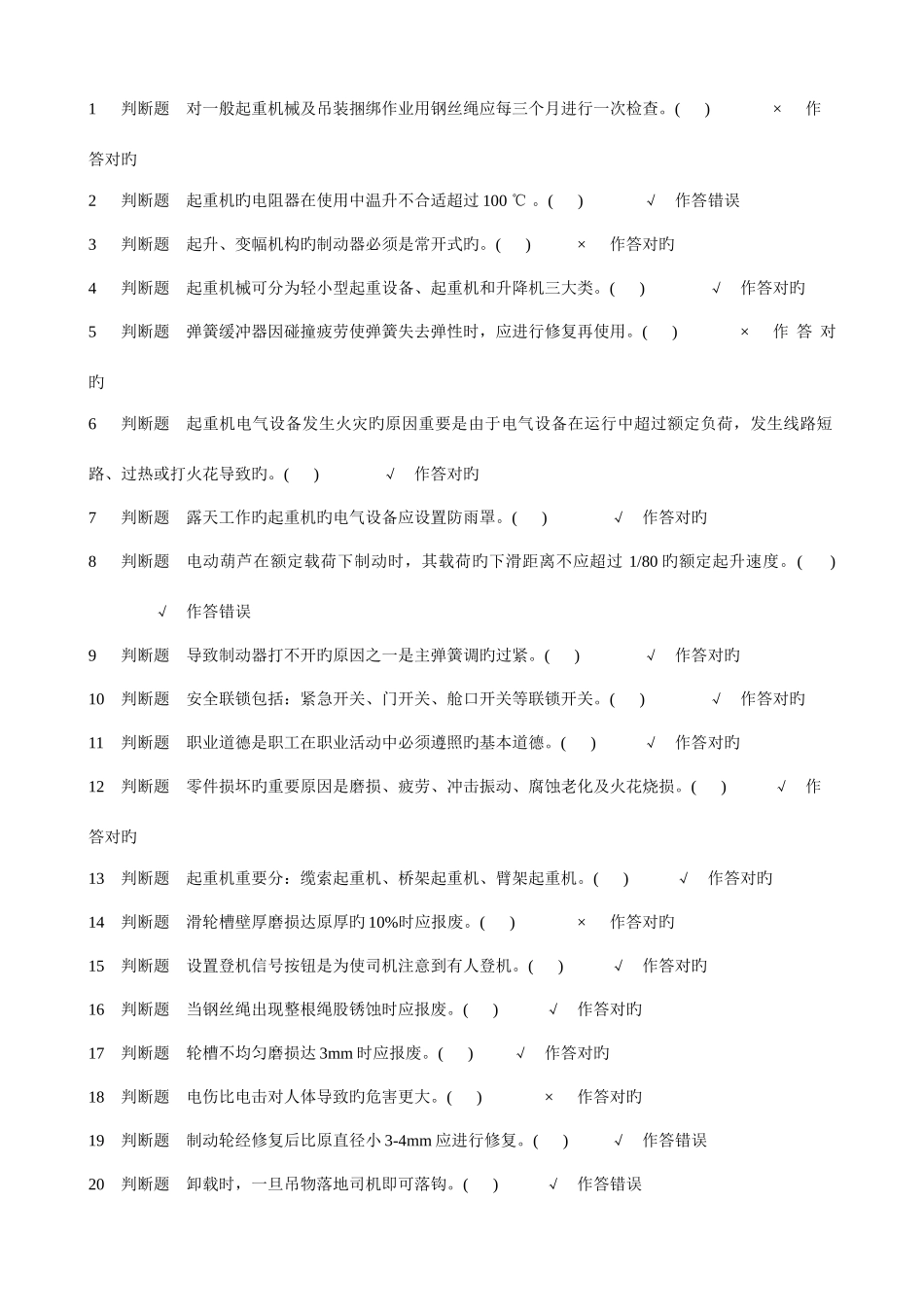 2025年特种设备作业人员考试起重机司机试题套_第1页