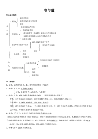 2025年初中电与磁知识点归纳18067培训资料