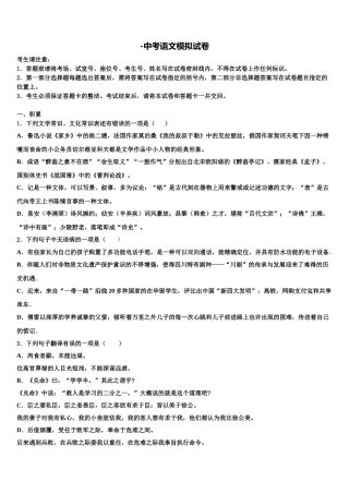 2025年湖北省武汉市武汉七一中学毕业升学考试模拟卷语文卷含解析
