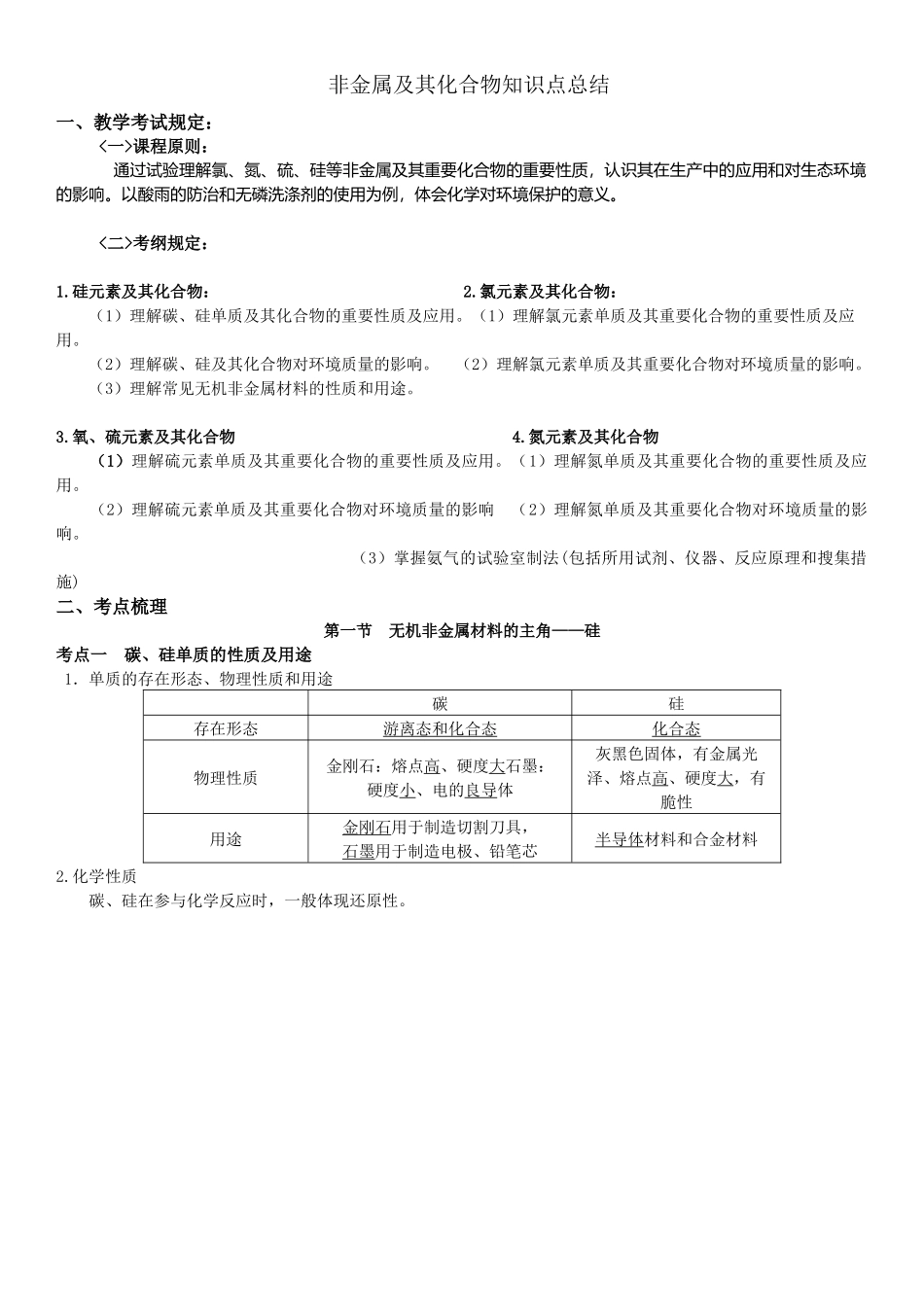 2025年非金属及其化合物知识点总结备课讲稿_第2页