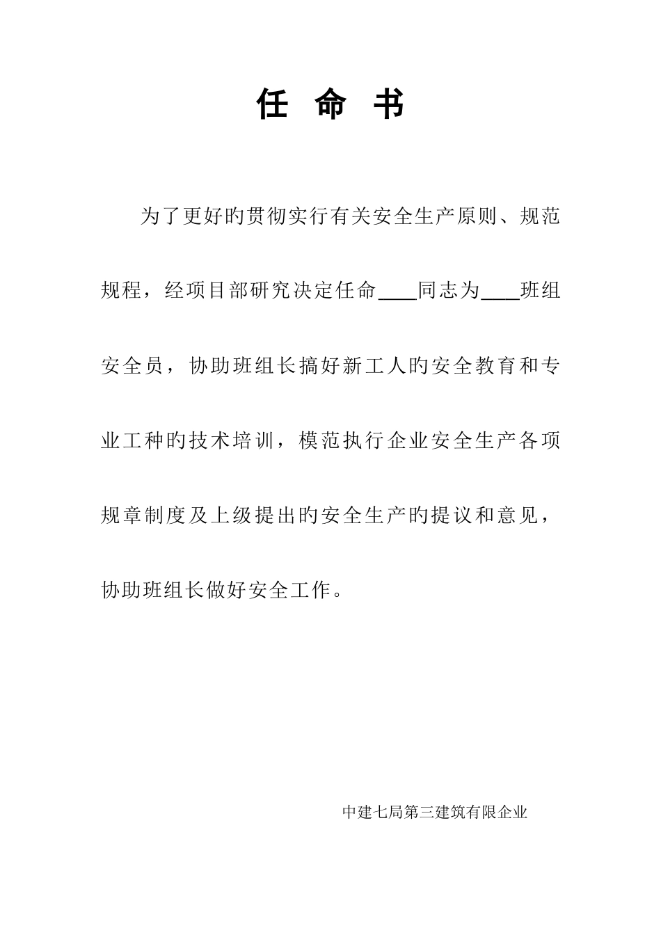 2025年班组安全员任命书_第3页