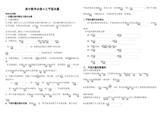2025年高中数学平面向量知识点总结