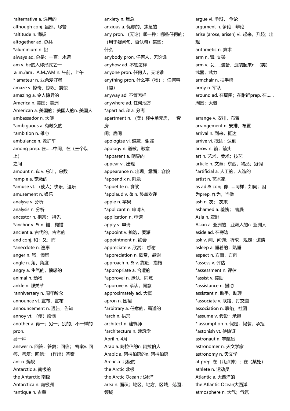 2025年高考必背英语单词3500三栏版_第2页