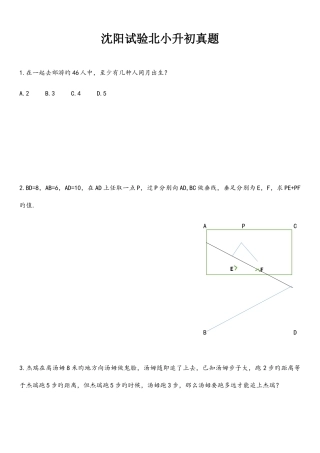 2025年沈阳实验北小升初试题数学