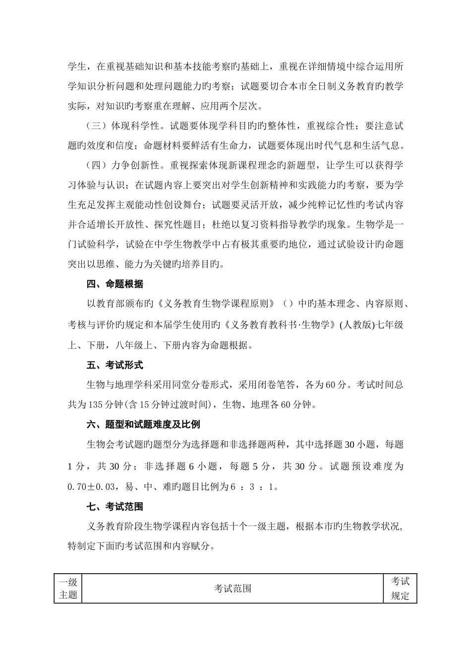 2025年梧州市初中毕业升学考试学科说明生物_第2页