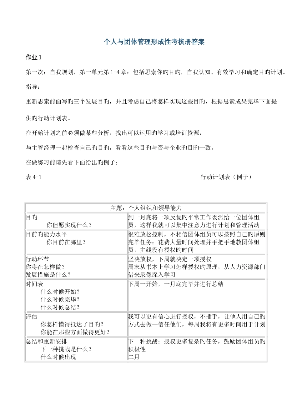 2025年电大个人与团队管理形成性考核册参考答案_第1页