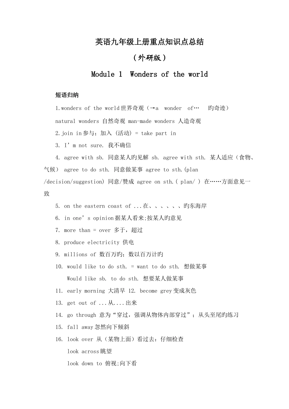 2025年外研版英语九年级上册知识点总结_第1页