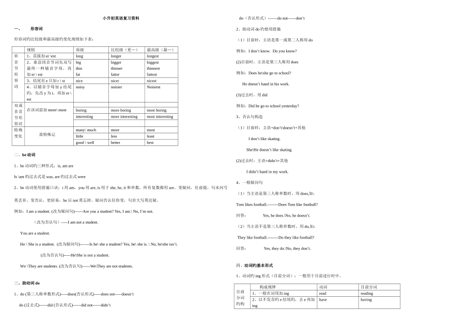 2025年湘少版小学英语小升初复习资料_第1页