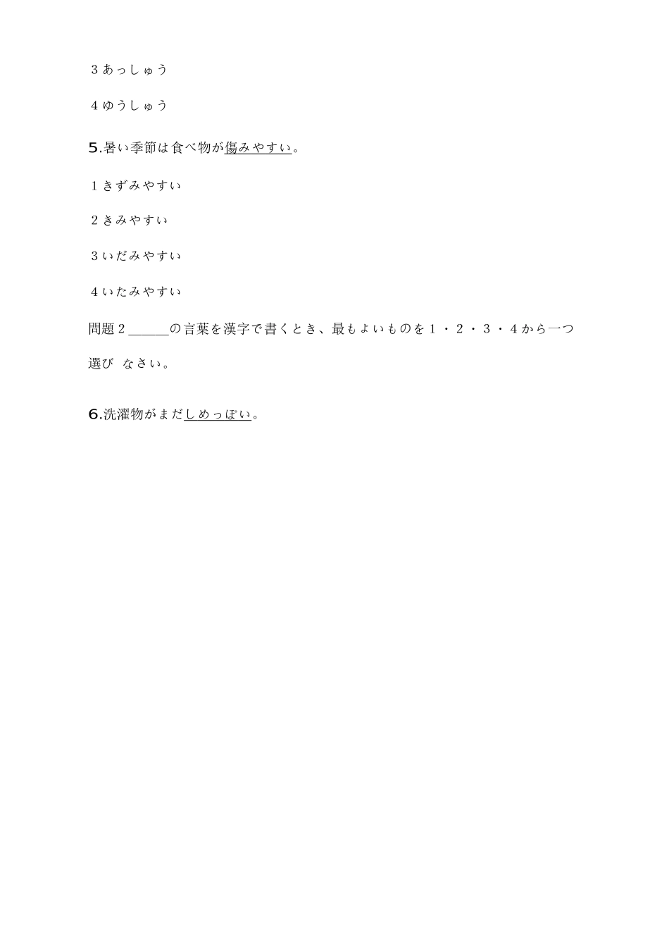 2025年日语能力测试N真题及答案_第2页