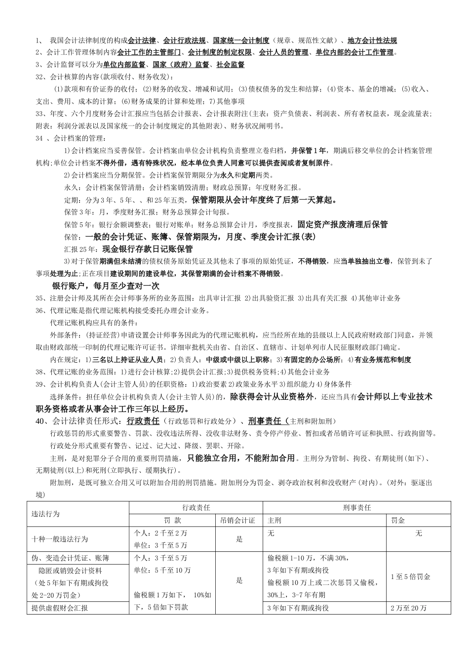 2025年财经法规与会计职业道德重点综合归纳_第1页