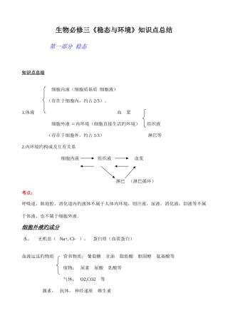 2025年生物必修三稳态与环境知识点总结
