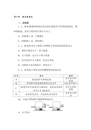 2025年九年级化学专题考点跟踪突破检测题