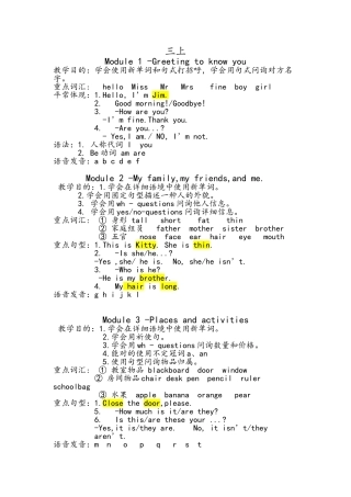 2025年沪教牛津版英语三年级知识点归纳
