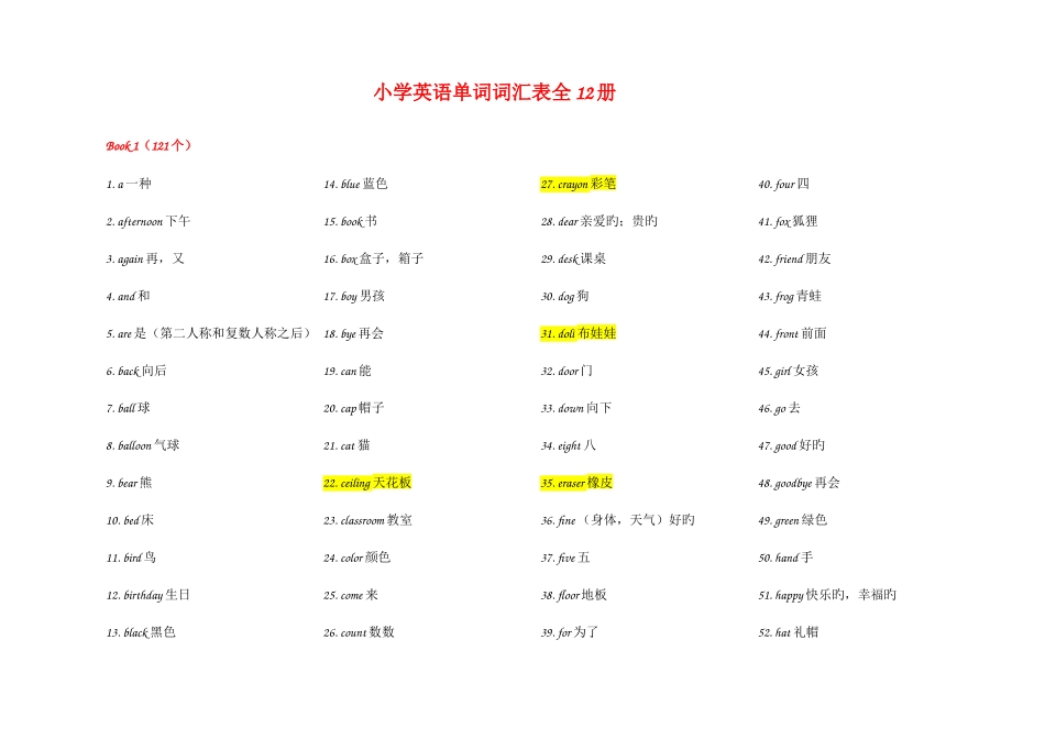 2025年小学英语单词表全册_第1页