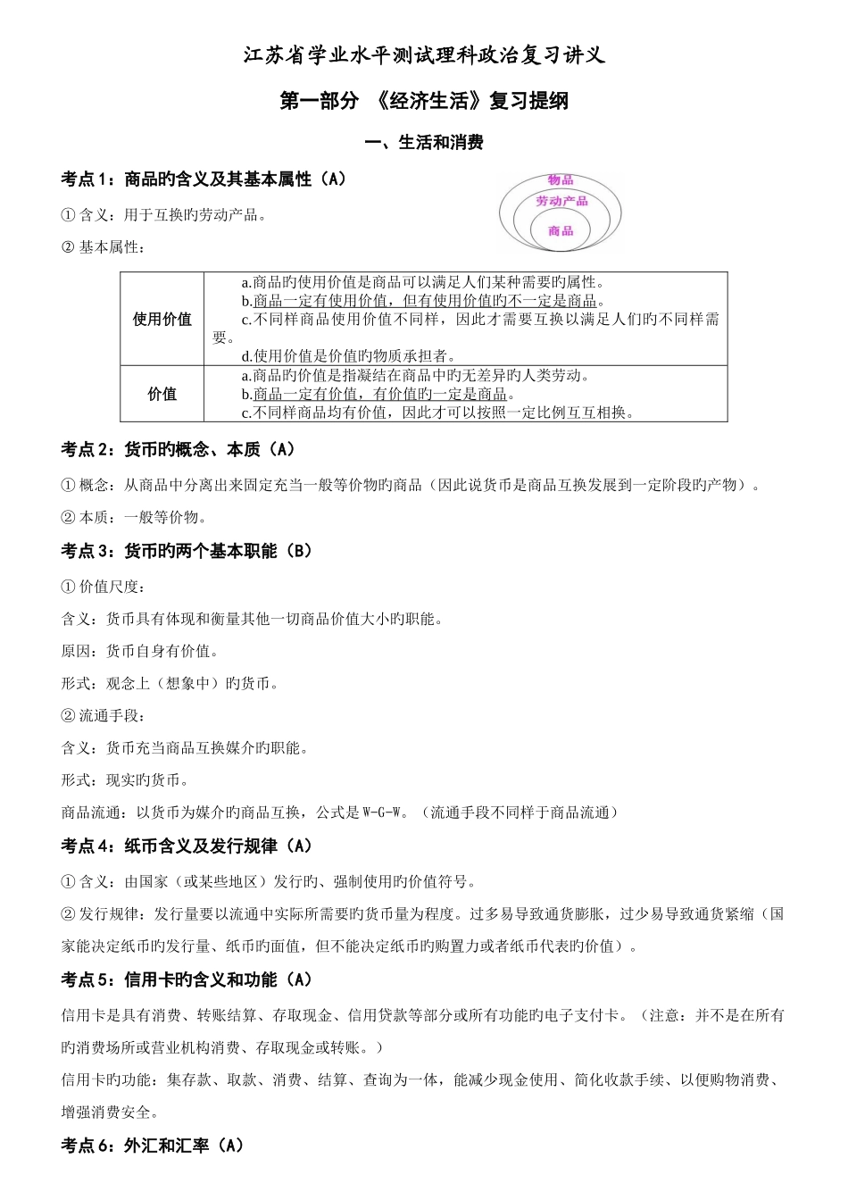 2025年江苏省小高考理科历史地理生物政治学业水平测试复习讲义_第1页