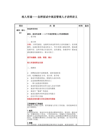 2025年慧眼识人中高层管理者面试技术讲师讲义
