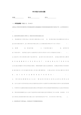 2025年审计理论与实务试题
